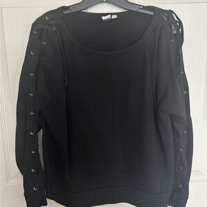 GAP Black Lace-Up Sleeve Sweatshirt